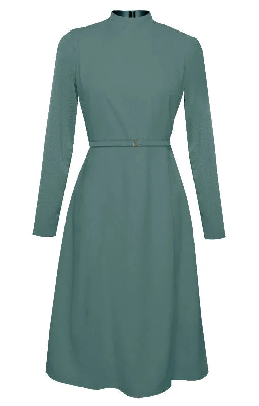 Laren High Neck Midi Dress with Long Sleeves
