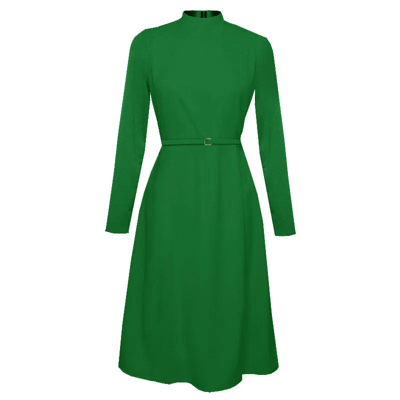 Laren High Neck Midi Dress with Long Sleeves