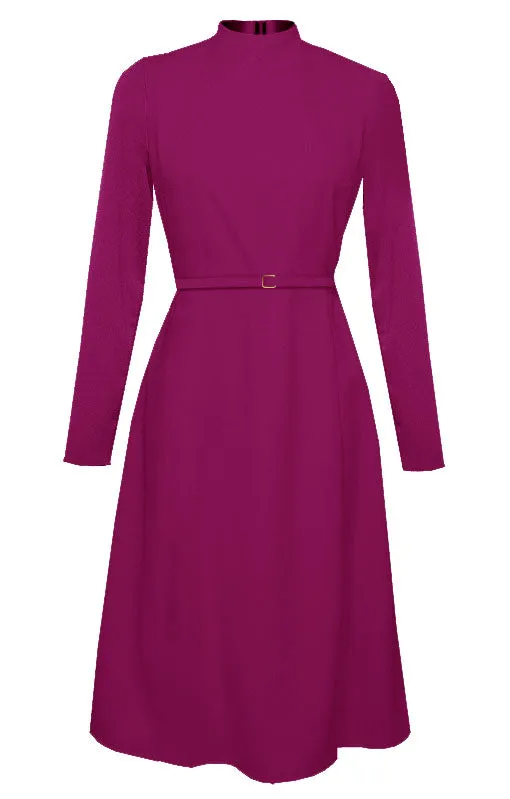Laren High Neck Midi Dress with Long Sleeves