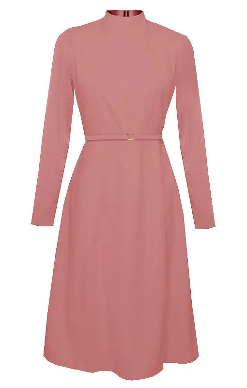 Laren High Neck Midi Dress with Long Sleeves
