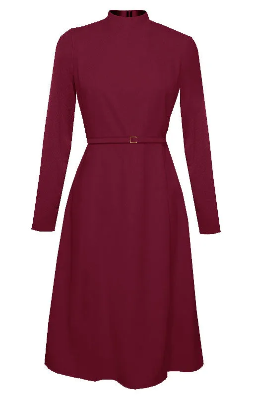 Laren High Neck Midi Dress with Long Sleeves