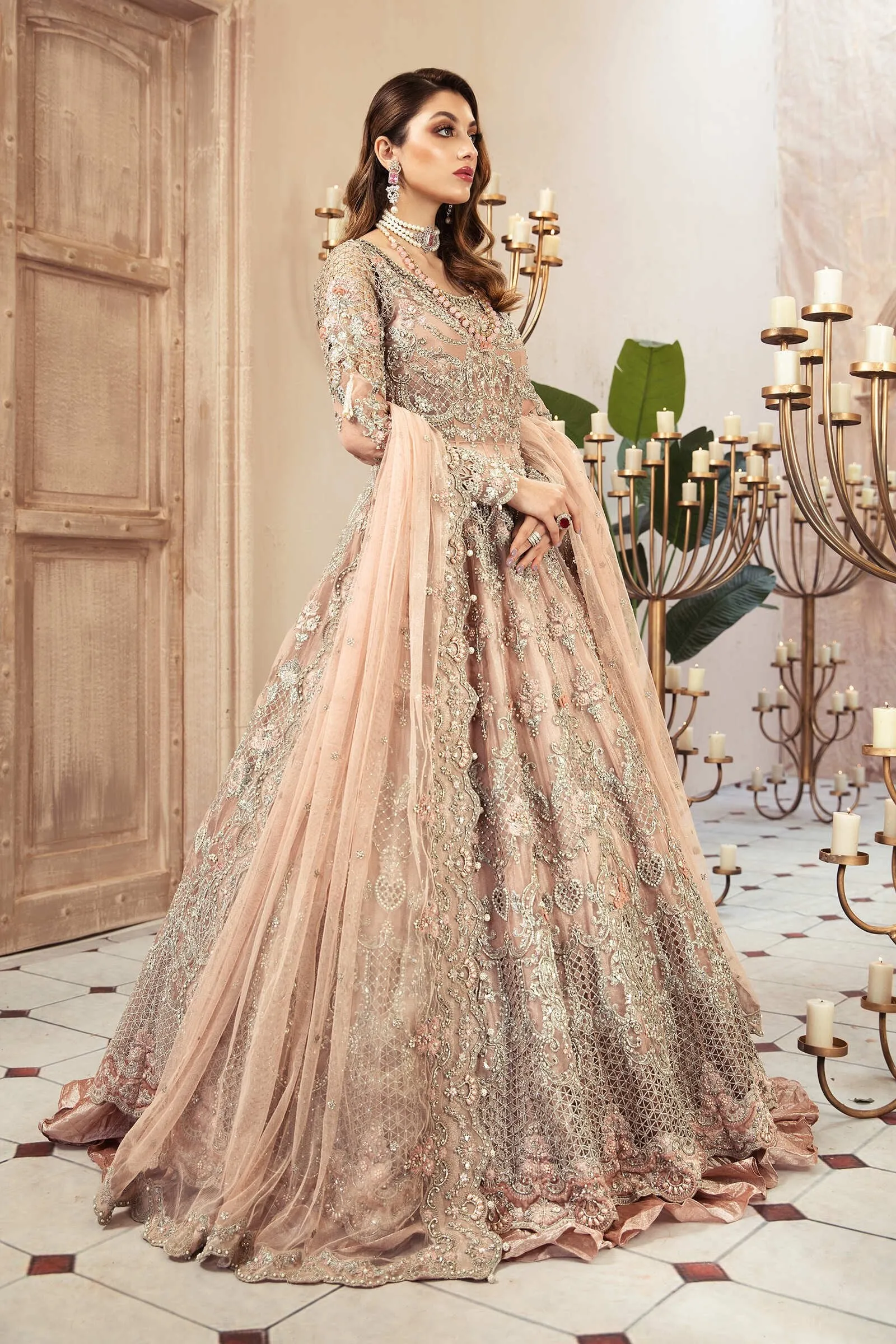 Latest Pakistani Wedding Gown with Lehenga Dress #BS743