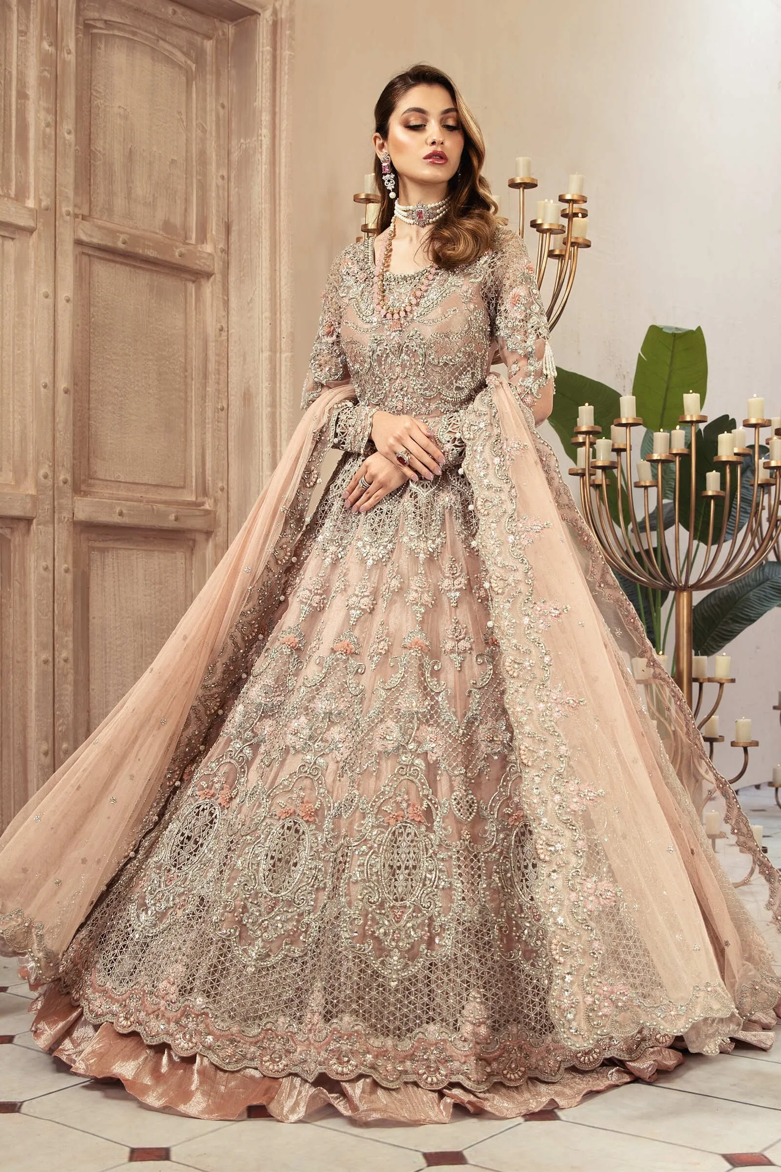 Latest Pakistani Wedding Gown with Lehenga Dress #BS743