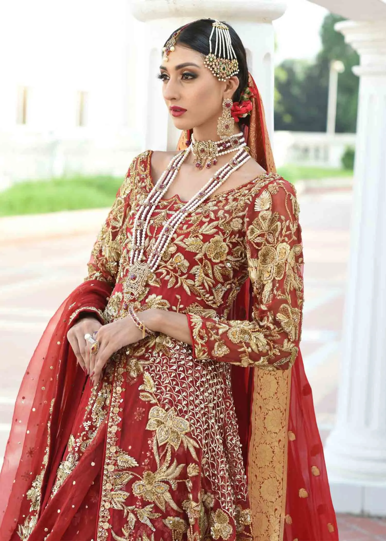 Latest Red Lehenga with Bridal Gown Pakistani #BS749