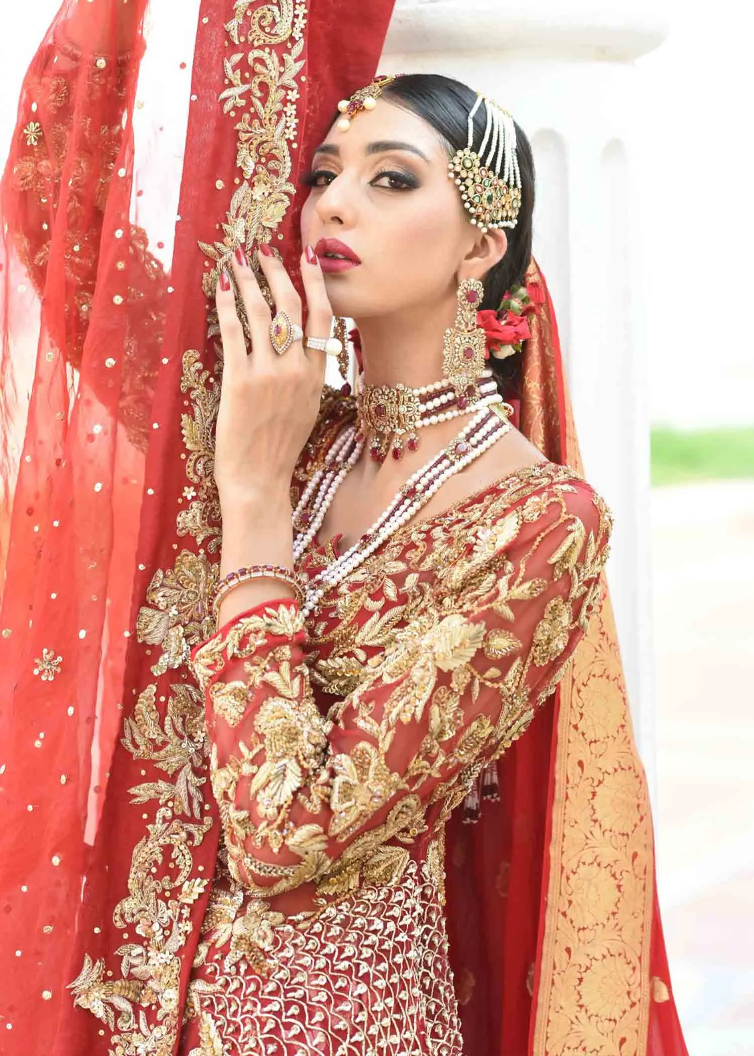 Latest Red Lehenga with Bridal Gown Pakistani #BS749