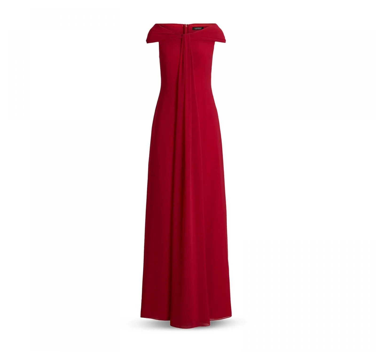Lauren Ralph Lauren Womens Off-the-Shoulder Chiffon Gown 253882146001 Red 8