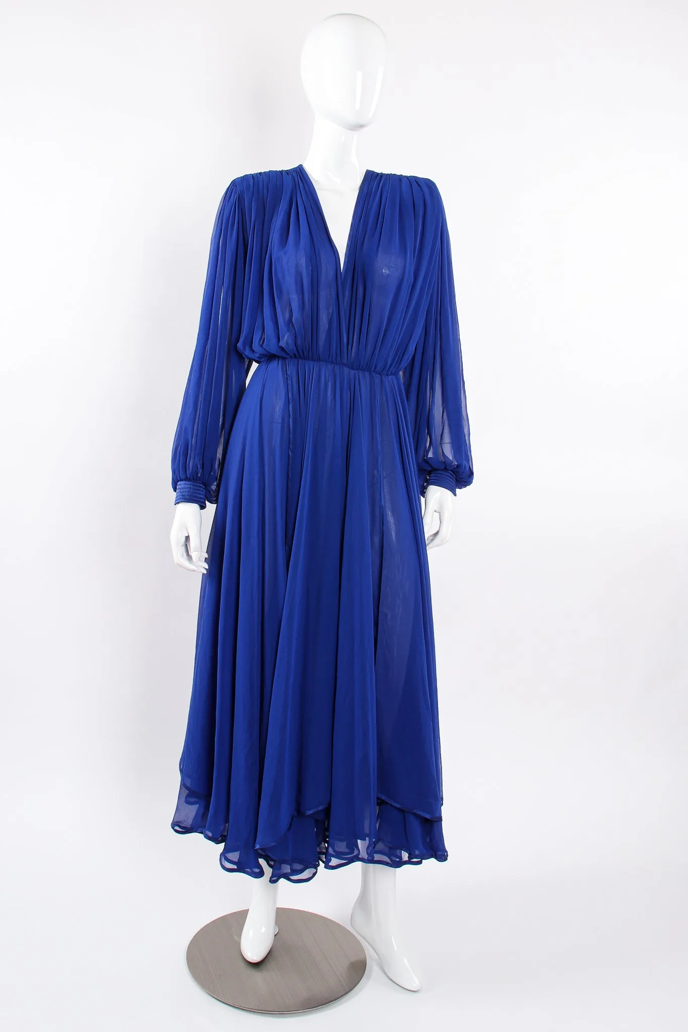 Layered Chiffon Plunge Gown
