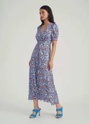 Lea Long Dress (Dotty Stamped Freesia Sky)