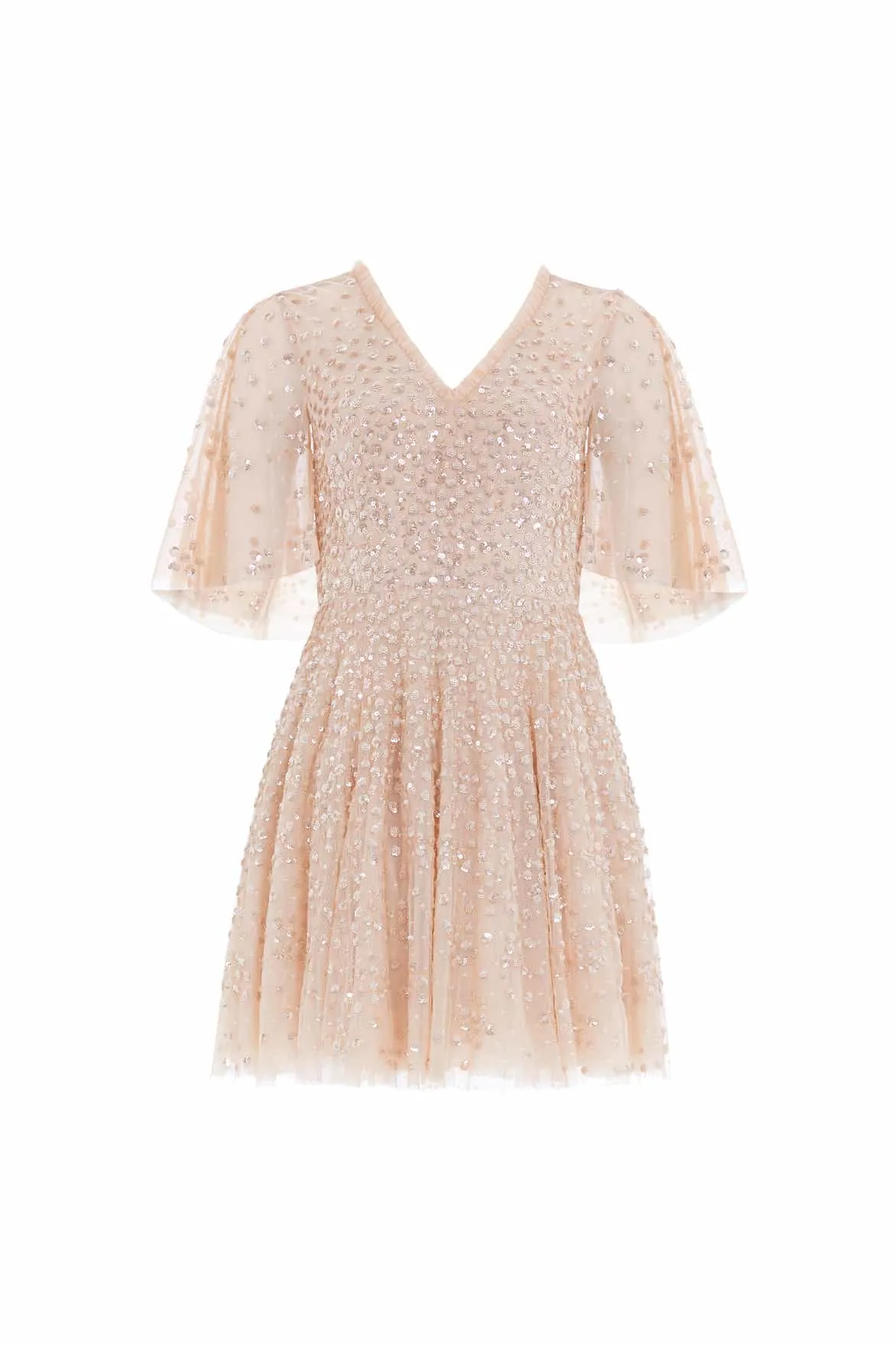Leila Dot V-Neck Cape Mini Dress