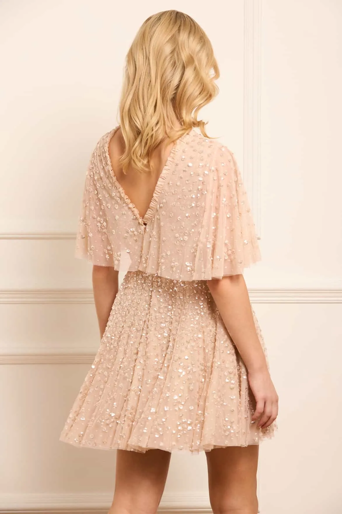 Leila Dot V-Neck Cape Mini Dress
