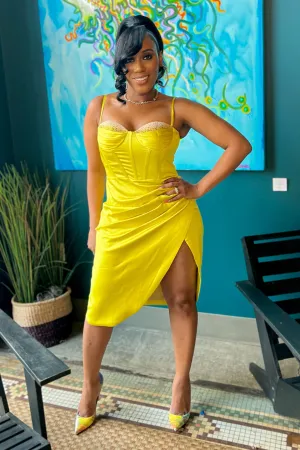 LEMON LIME SATIN DRESS
