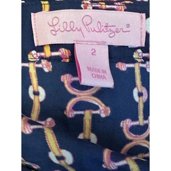 Lilly Pulitzer equestrian 100% pure silk high waisted mini dress. Sz 2
