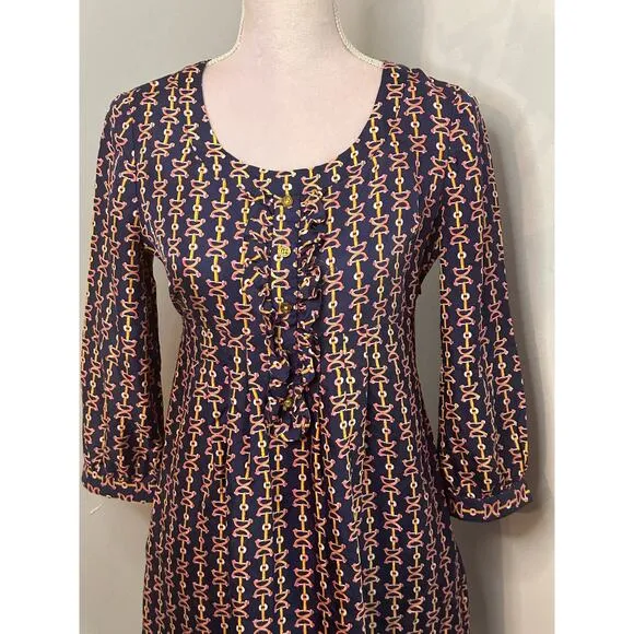 Lilly Pulitzer equestrian 100% pure silk high waisted mini dress. Sz 2