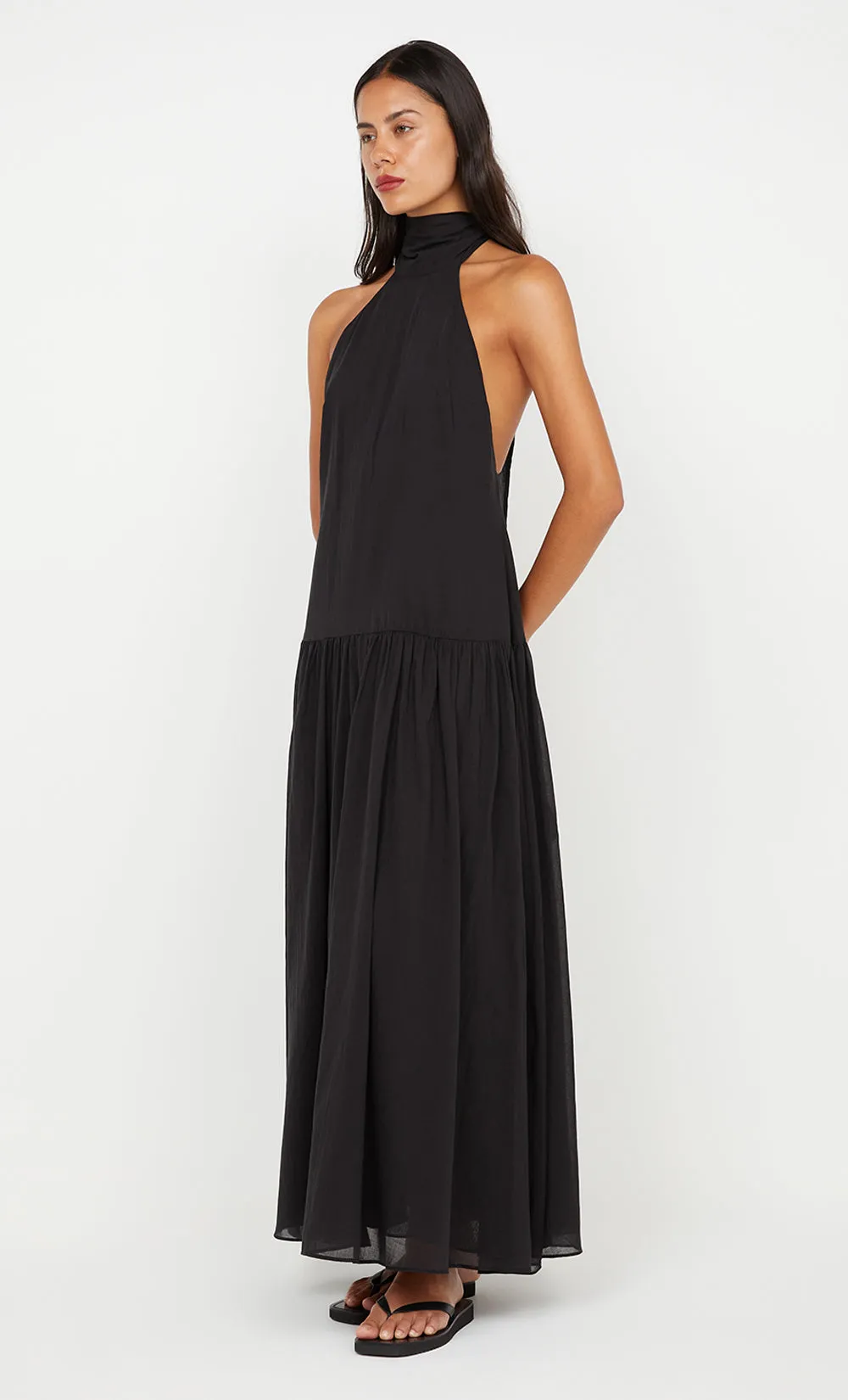 LINA HIGH NECK DRESS - BLACK