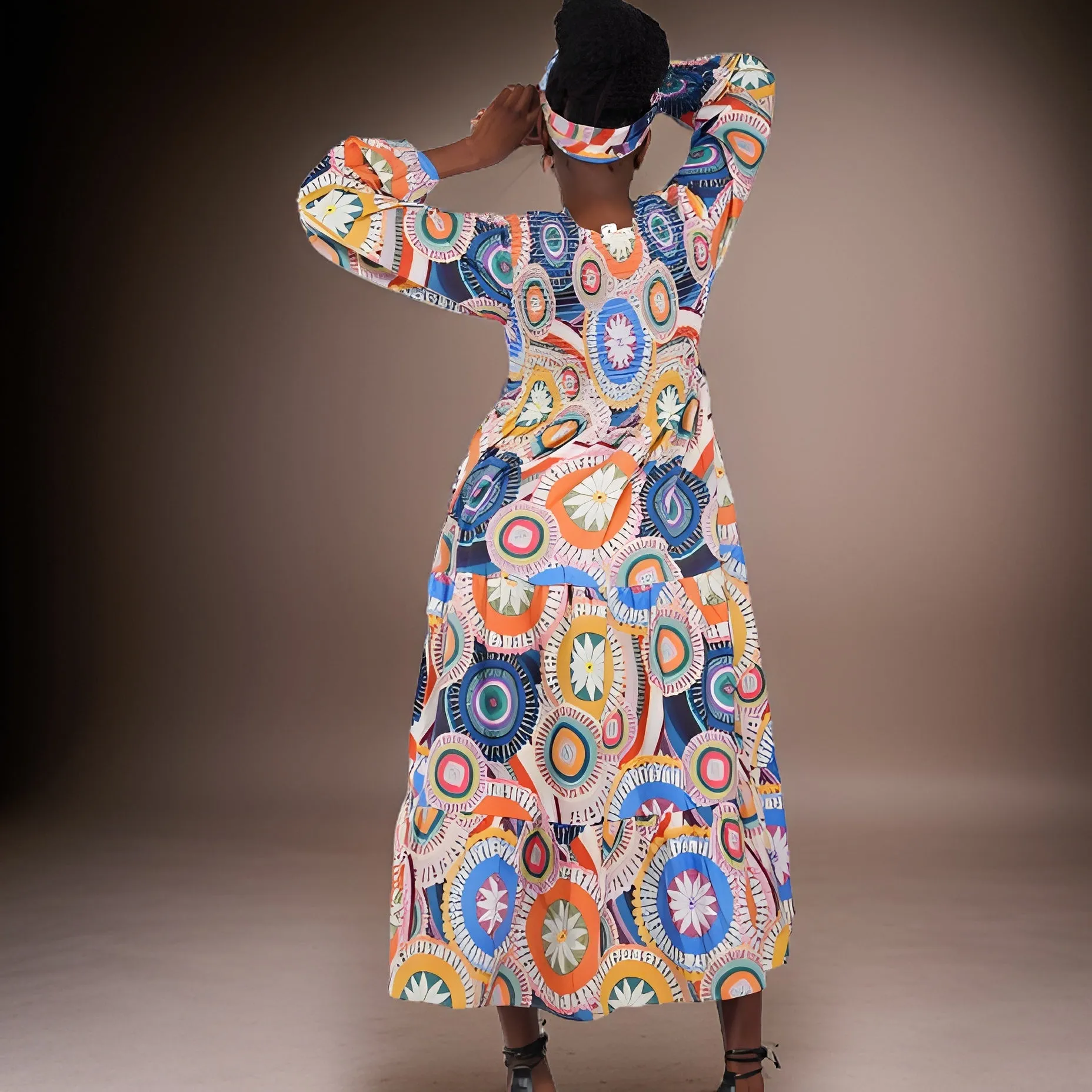 Long Floral Smock Tier dress