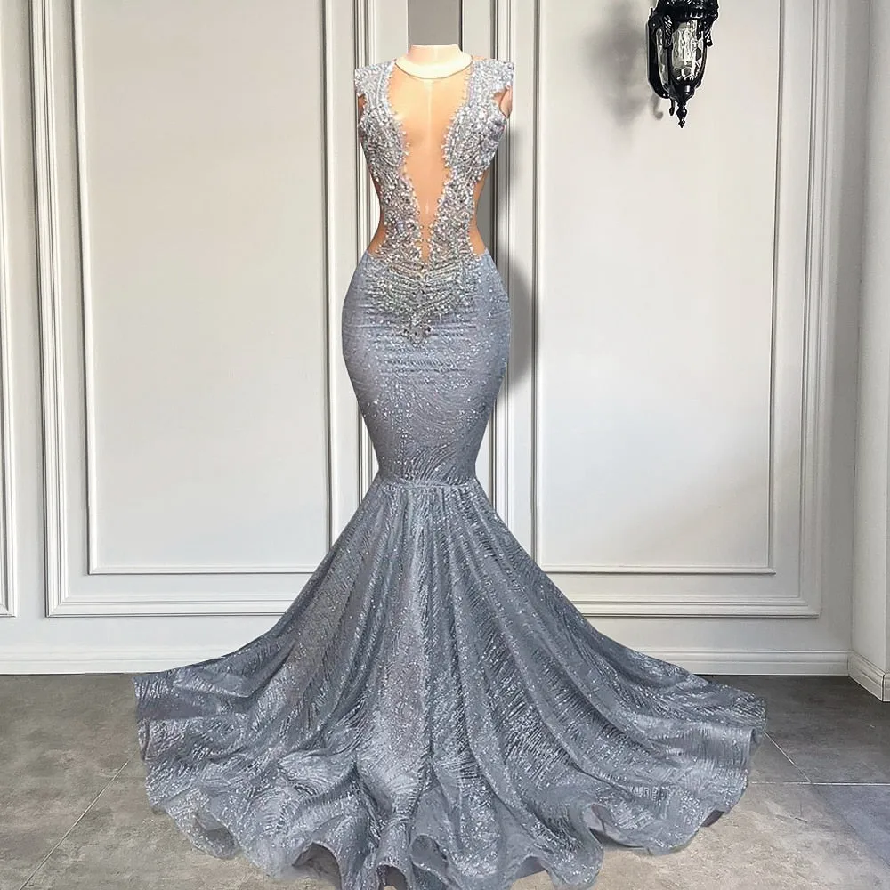 Long Glitter Prom Dress