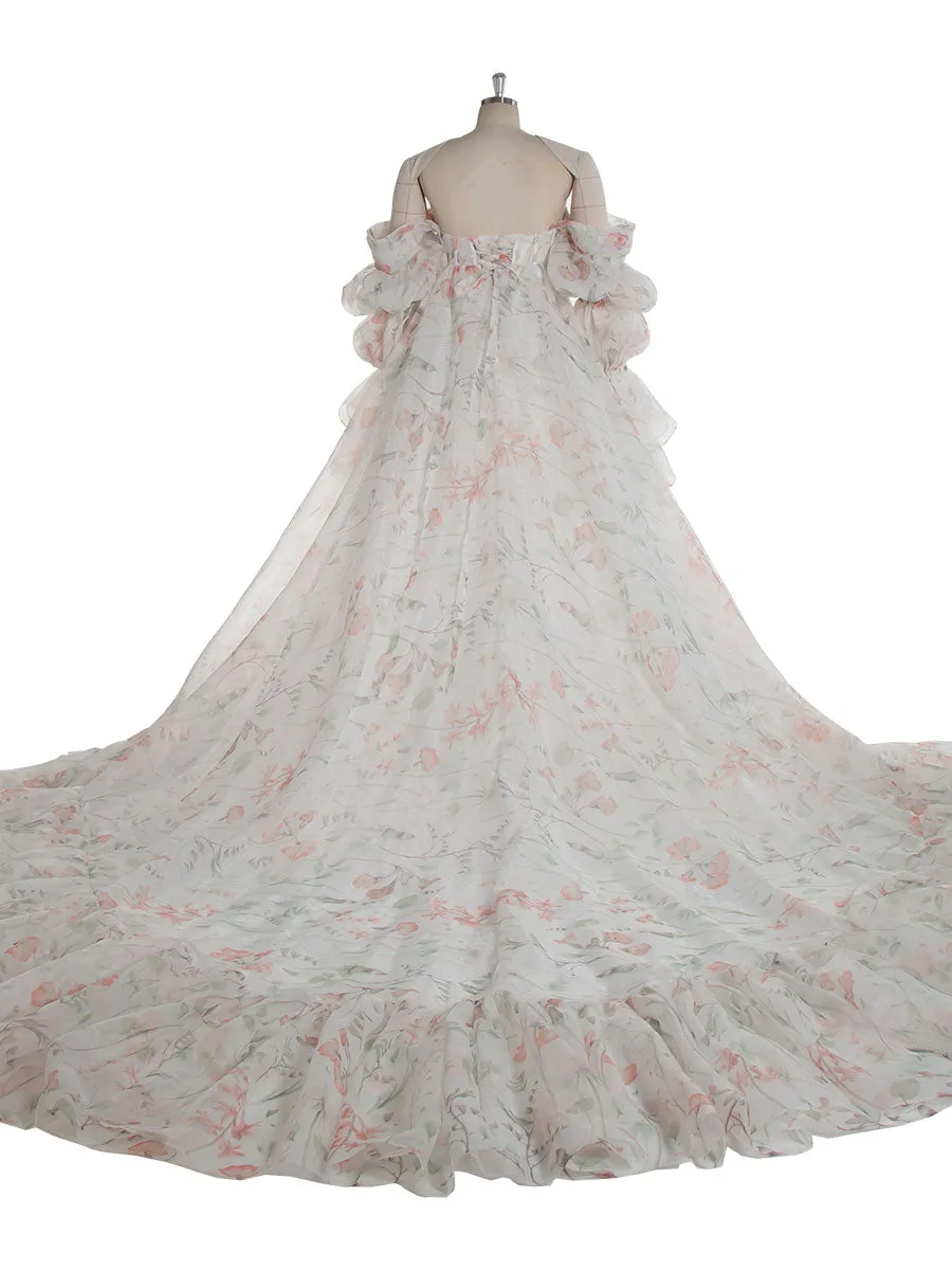 Long Sleeves Floral Printed Maternity Photoshoot Dress Pregnancy Dresses for Photo Shoots YW240095