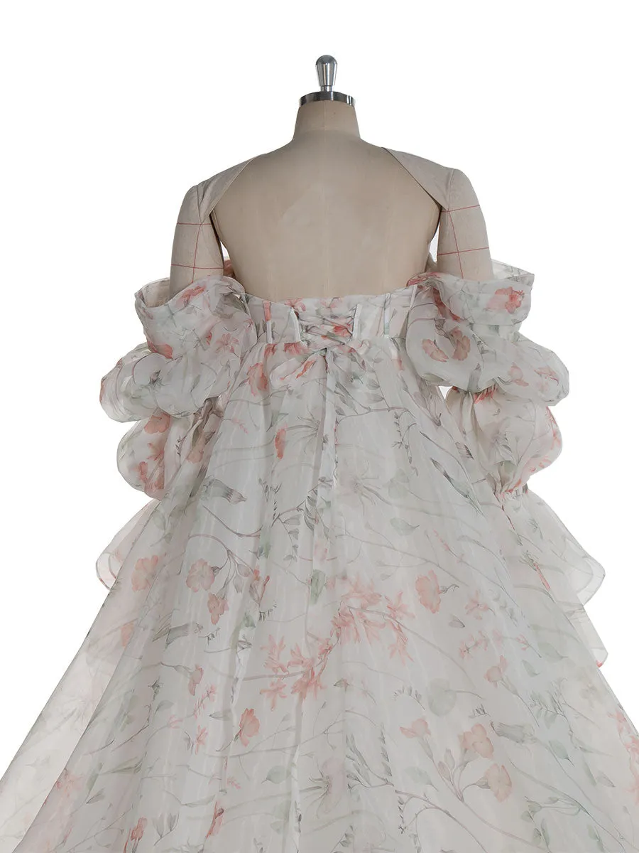 Long Sleeves Floral Printed Maternity Photoshoot Dress Pregnancy Dresses for Photo Shoots YW240095