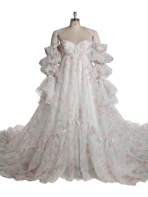 Long Sleeves Floral Printed Maternity Photoshoot Dress Pregnancy Dresses for Photo Shoots YW240095