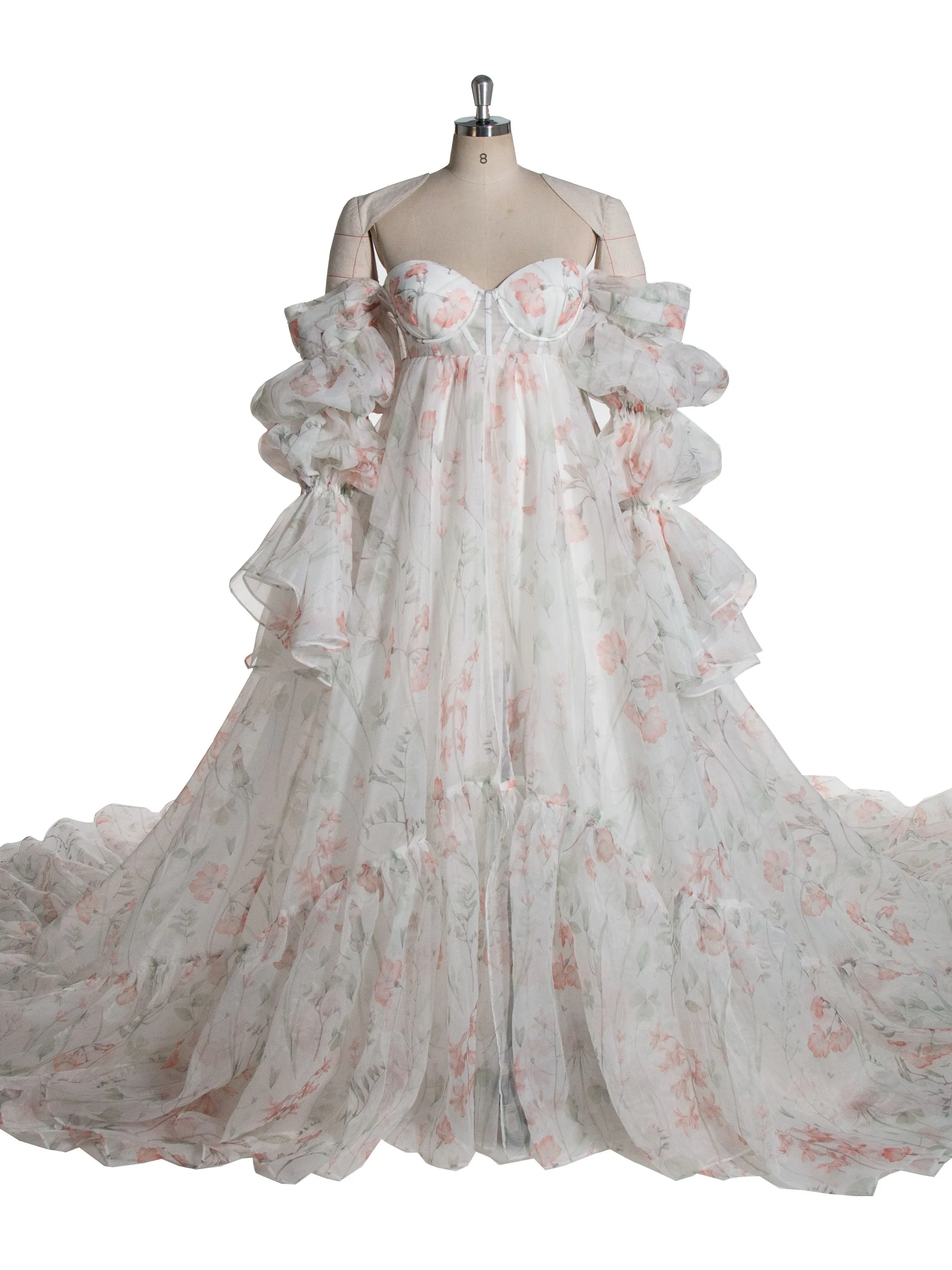 Long Sleeves Floral Printed Maternity Photoshoot Dress Pregnancy Dresses for Photo Shoots YW240095