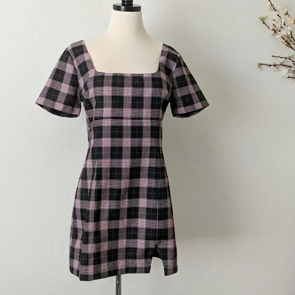 Lulus Extra Credit Plaid Dark Academia Mini Dress