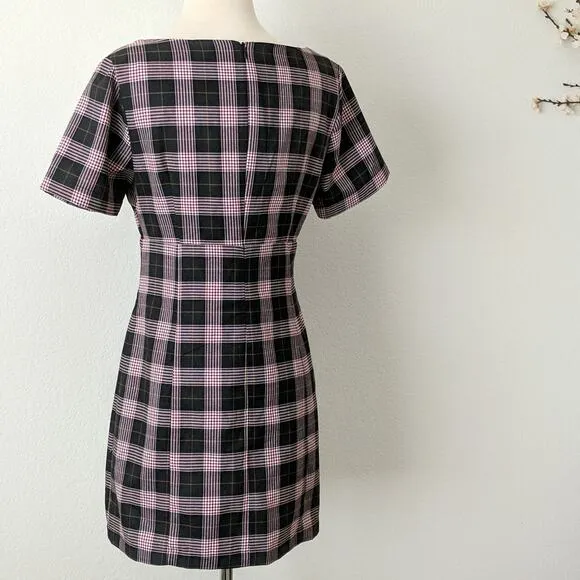 Lulus Extra Credit Plaid Dark Academia Mini Dress