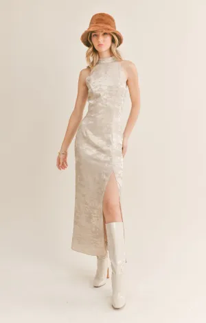 Luxe Life Halter Dress in Champagne Bubbles