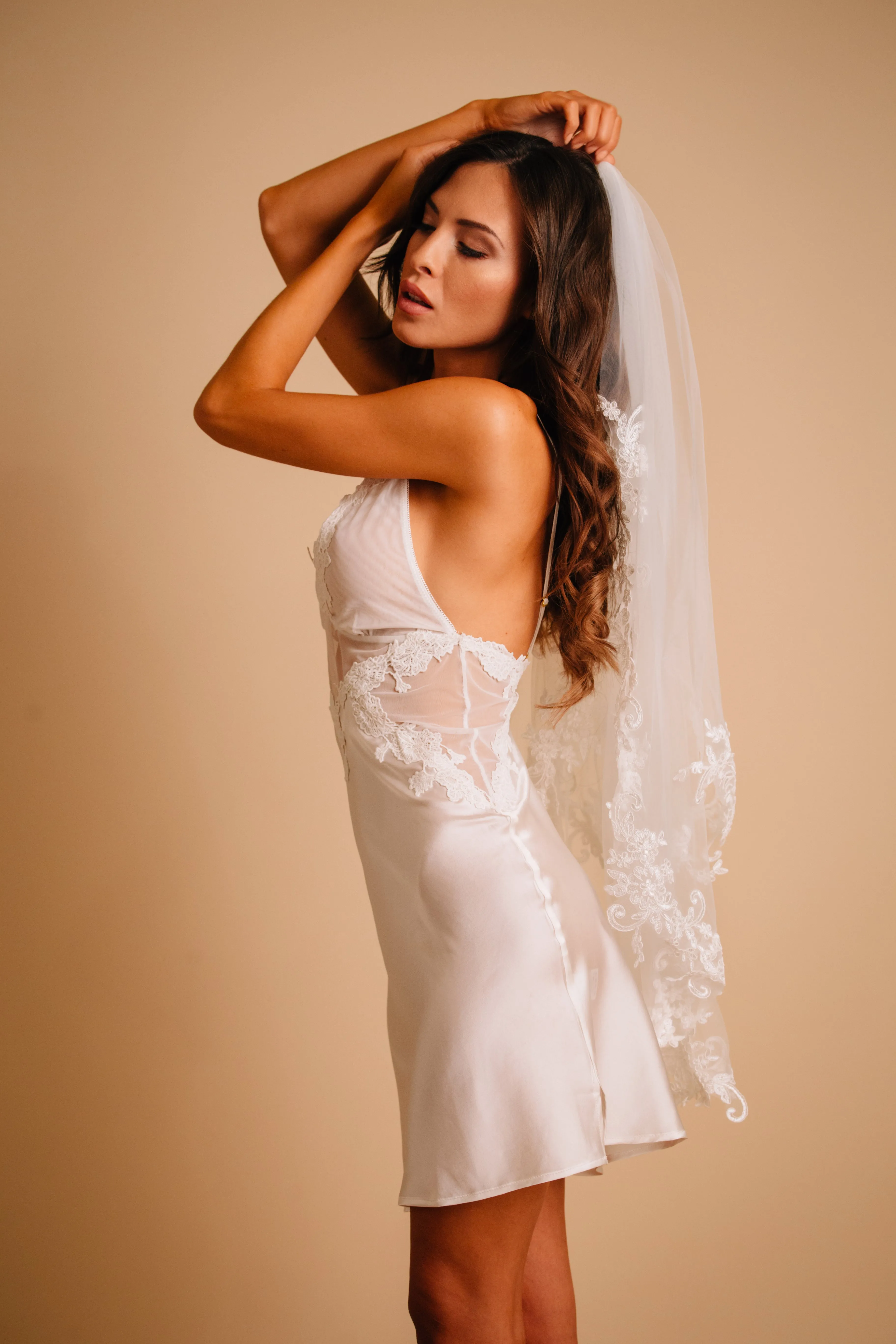 Luxe Silk Satin & Mesh Slip Dress