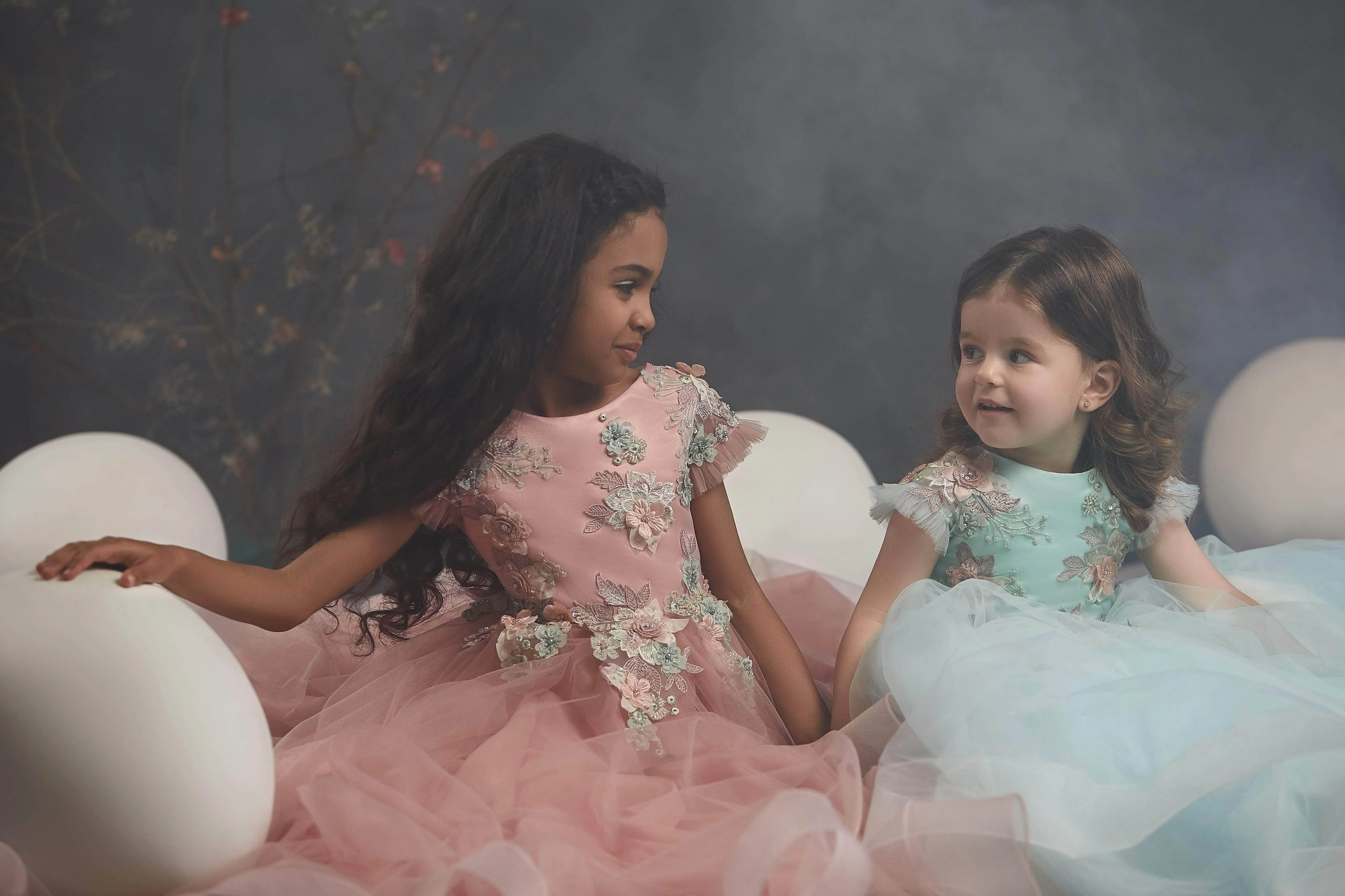 Luxurious Satin Short Sleeve Flower Girl Dress in Size 7-8/Ivory