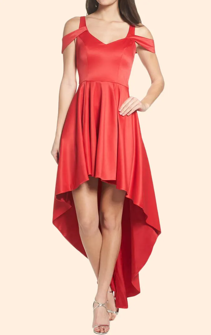 MACloth Off the Shoulder High Low Prom Homecoming Dress Red Wedding Party Formal Gown