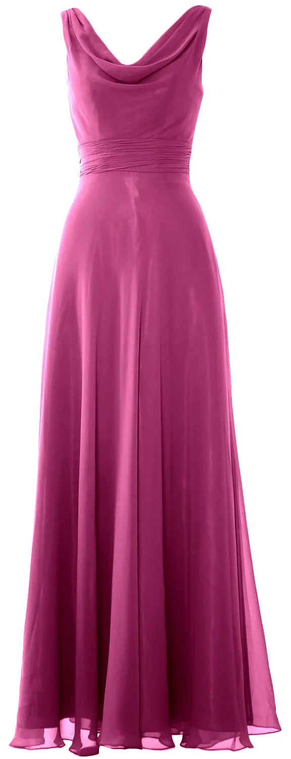 MACloth Women Long Cowl Neck Wedding Party Bridesmaid Dress Formal Gown
