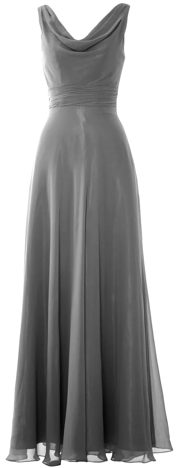 MACloth Women Long Cowl Neck Wedding Party Bridesmaid Dress Formal Gown