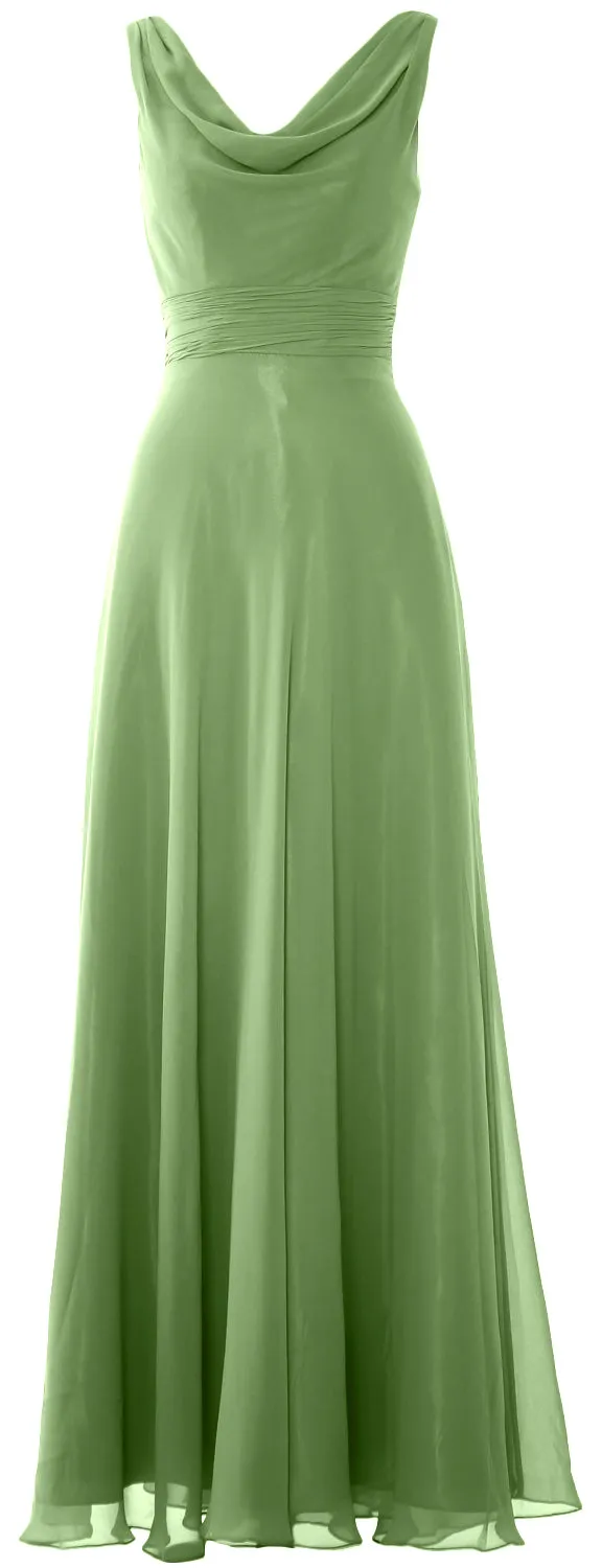 MACloth Women Long Cowl Neck Wedding Party Bridesmaid Dress Formal Gown