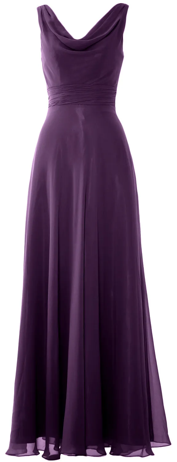 MACloth Women Long Cowl Neck Wedding Party Bridesmaid Dress Formal Gown