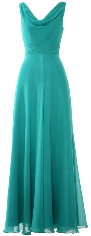 MACloth Women Long Cowl Neck Wedding Party Bridesmaid Dress Formal Gown