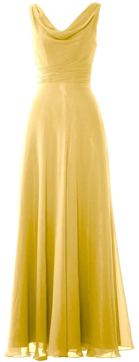 MACloth Women Long Cowl Neck Wedding Party Bridesmaid Dress Formal Gown