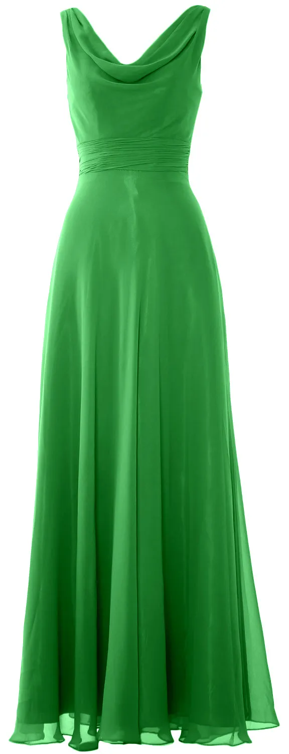 MACloth Women Long Cowl Neck Wedding Party Bridesmaid Dress Formal Gown