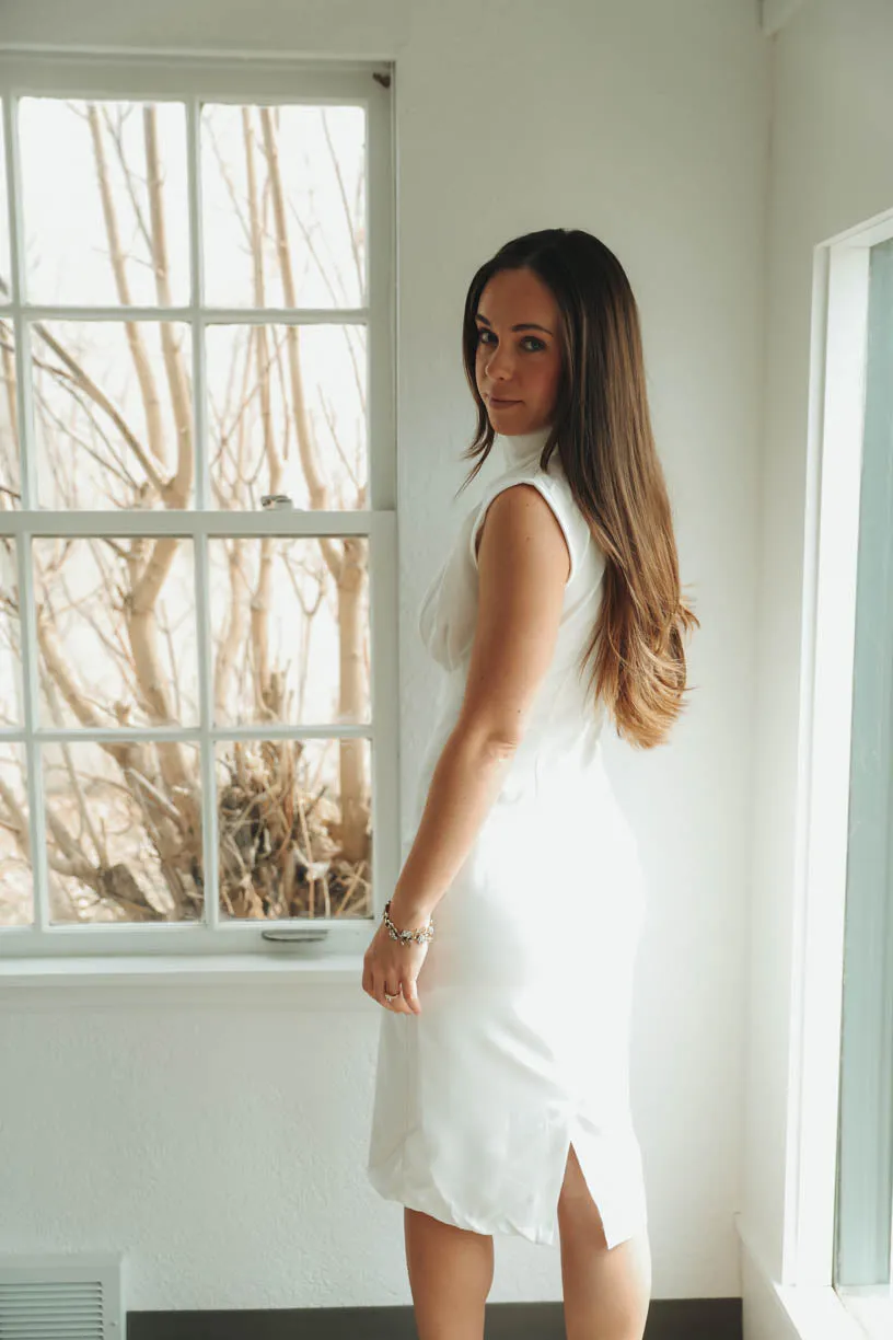 Madeline High Neck Ruched Dress