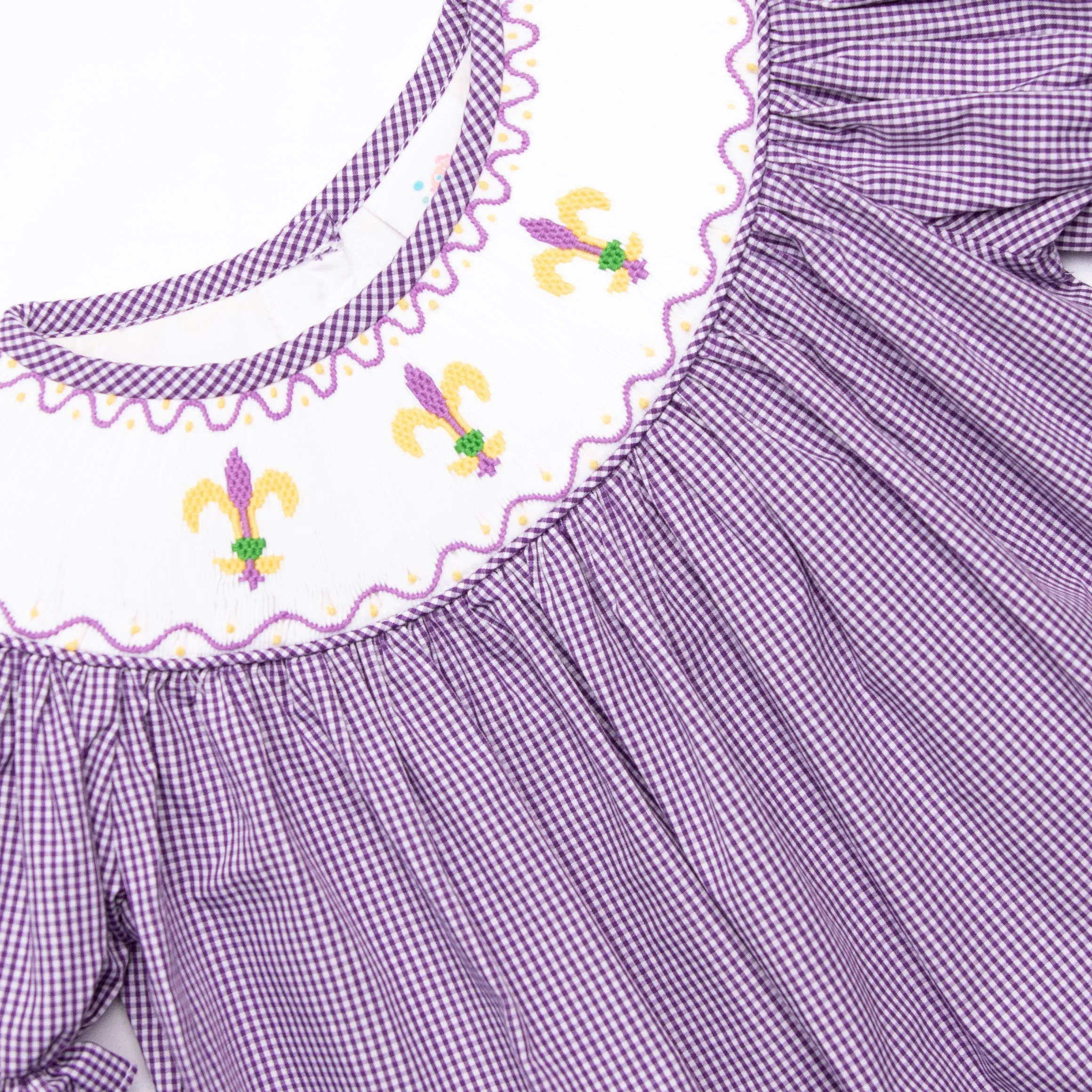 Masquerade Parade Smocked Bishop Dress, Purple