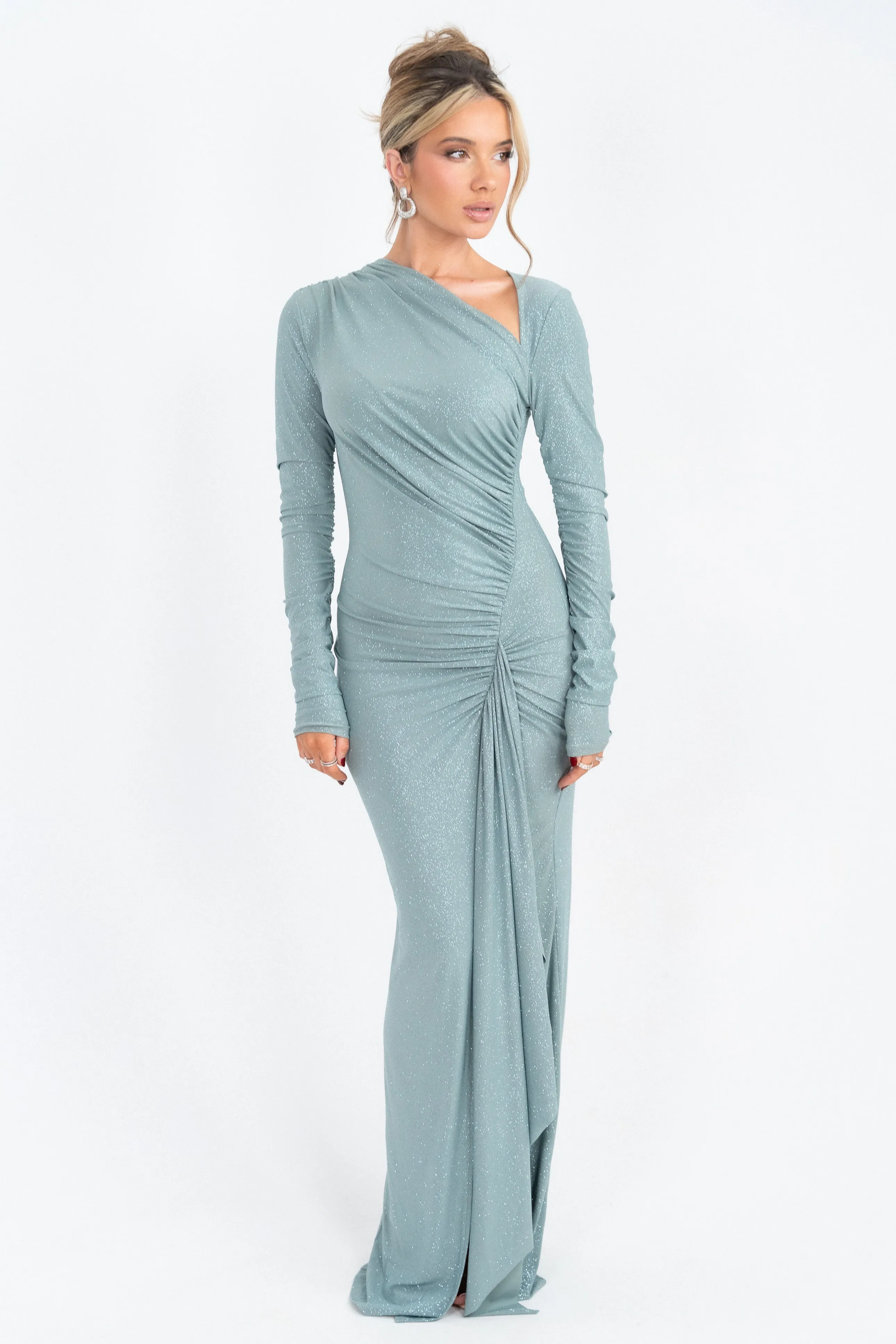 Mayra Sage Glitter Dress
