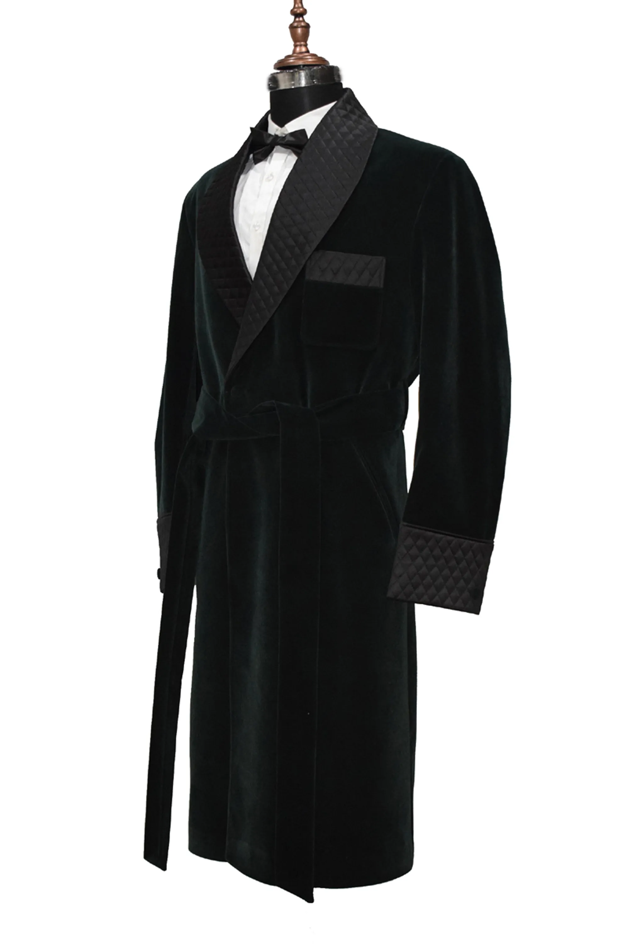 Men Green Smoking Gown Party Wear Wedding Long Gown