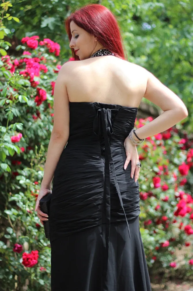 Mermaid Halter Sleeveless Floor Length Chiffon Beading Evening Dress