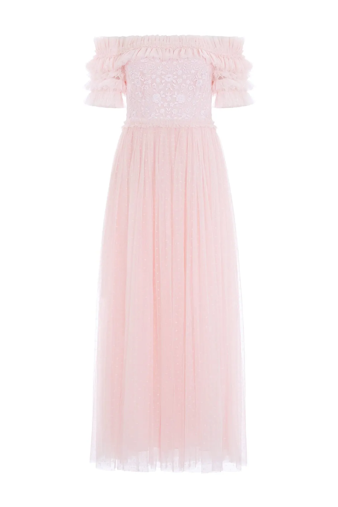 Midsummer Lace Bodice Off-Shoulder Ankle Gown
