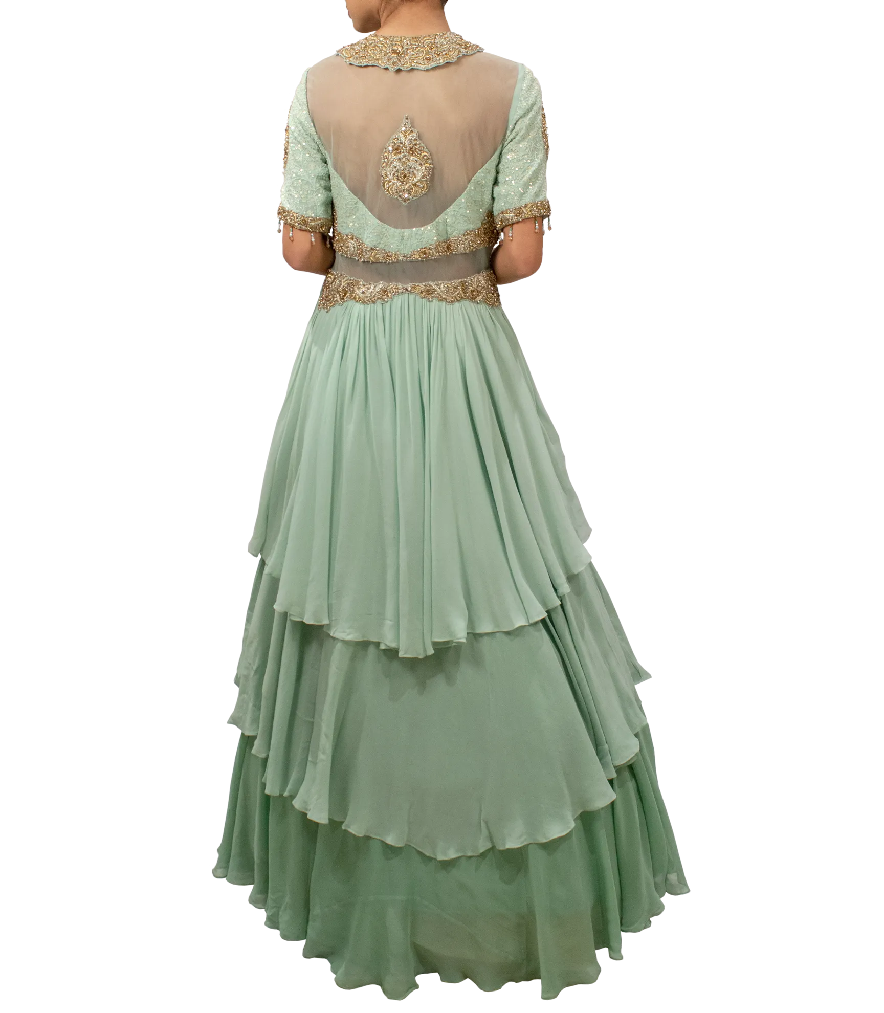Mint green layered Gown