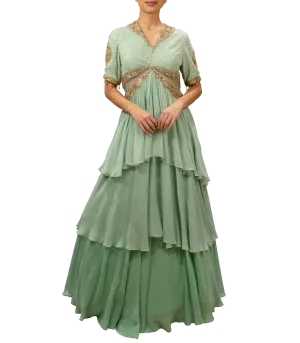 Mint green layered Gown
