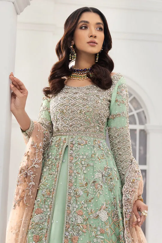 Mint Green Lehenga with Front Open Gown Dress #BS825