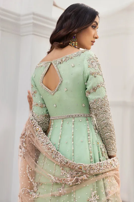 Mint Green Lehenga with Front Open Gown Dress #BS825