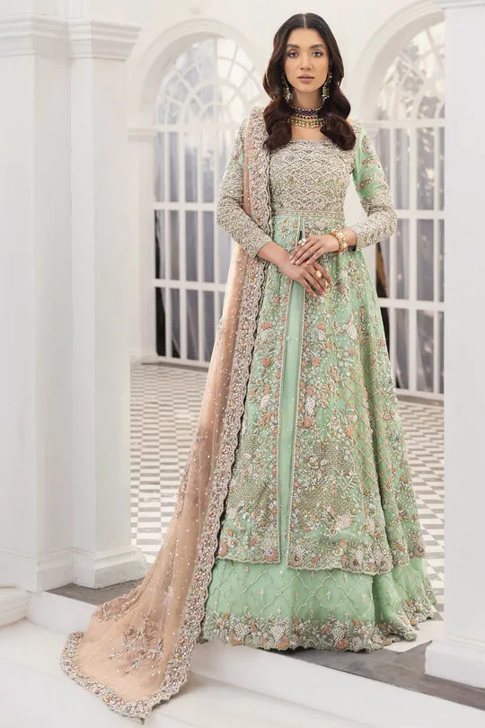 Mint Green Lehenga with Front Open Gown Dress #BS825