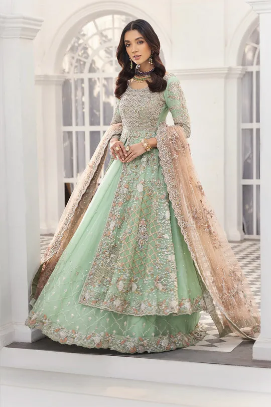 Mint Green Lehenga with Front Open Gown Dress #BS825