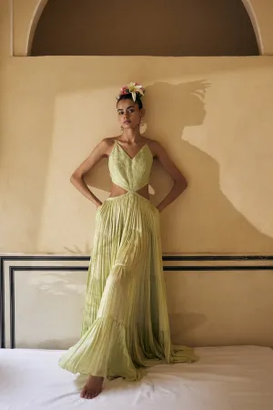 Mint Resham Work Tiered Dress